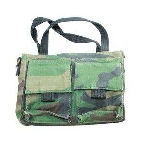 Fossil Army Green Canvas Camouflage Top Handle Mini Purse Handbag